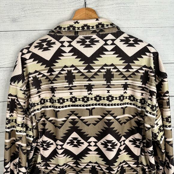 Wesc Mens Size Medium Womens Large Corduroy Trucker Blanket Jacket Aztec Western - Picture 9 of 13